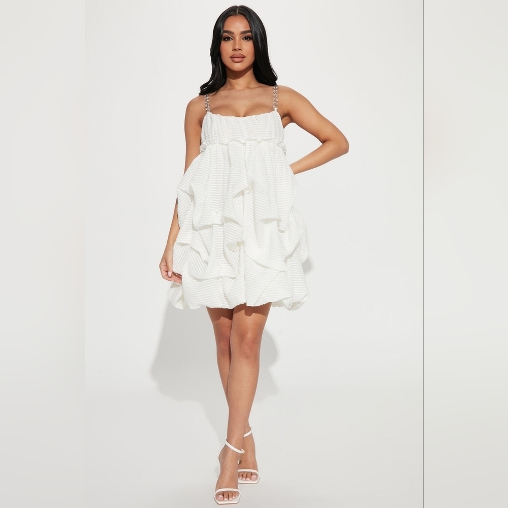 Cutie Pie Babydoll Mini Dress - White